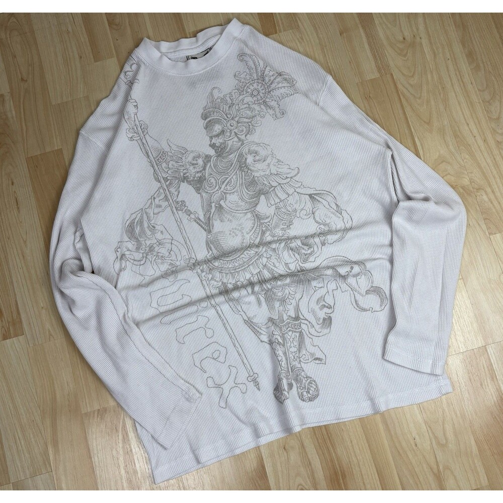 Y2K Avirex Graphic Thermal T-Shirt / White / Long Sleeve / Size Large